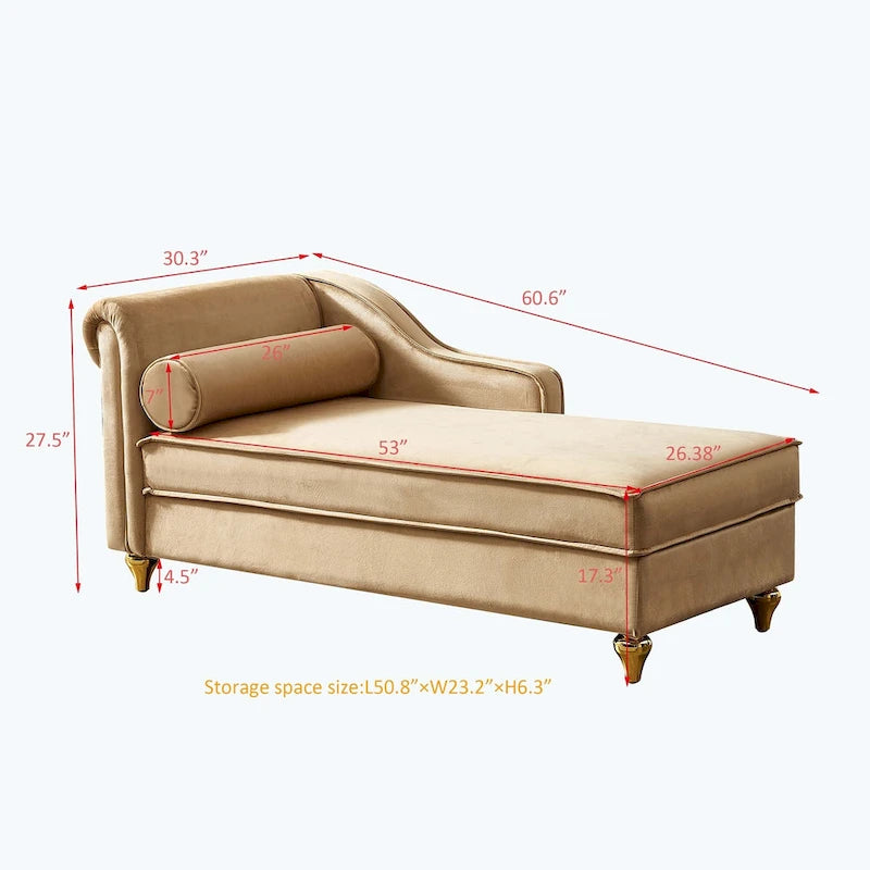 Chaise longue moderne rembourrée avec rangement