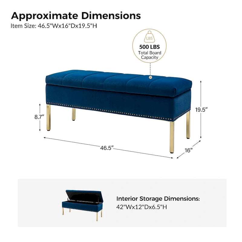 Banc de rangement contemporain Egmont en velours avec couvercle à charnière par HULALA HOME