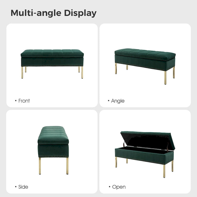 Banc de rangement contemporain Egmont en velours avec couvercle à charnière par HULALA HOME