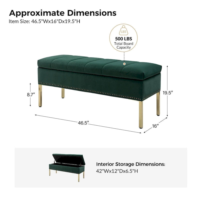 Banc de rangement contemporain Egmont en velours avec couvercle à charnière par HULALA HOME