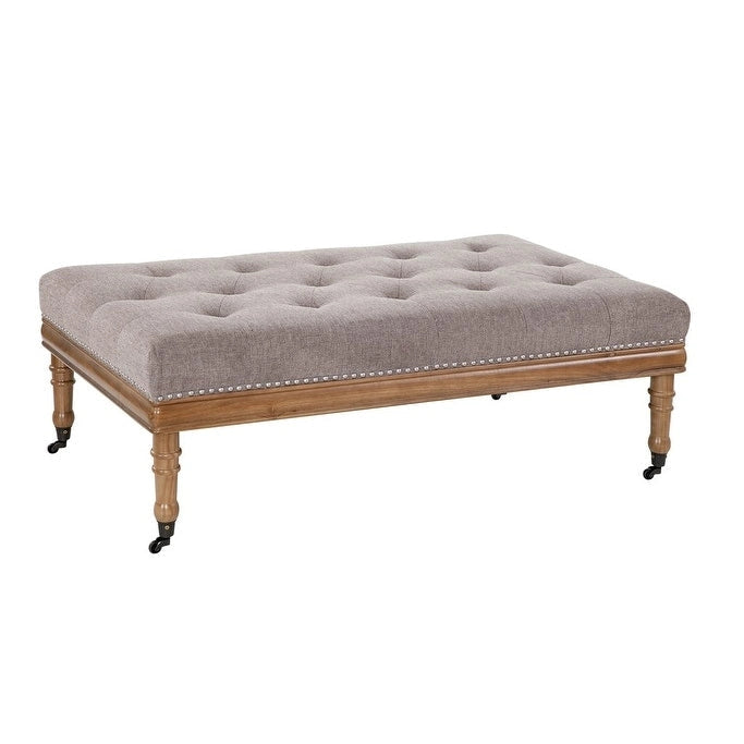 Pouf ottoman Grafton Home Woodland en velours touffeté en losange avec clous décoratifs et roulettes