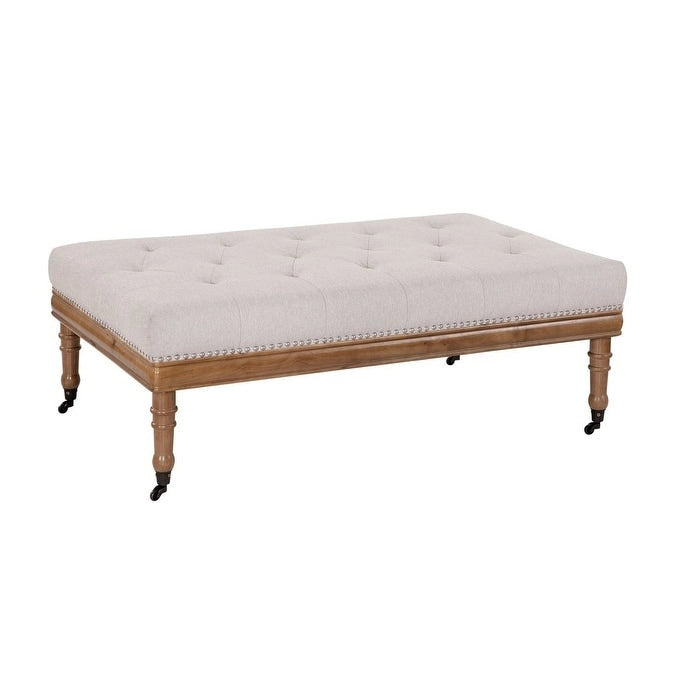 Pouf ottoman Grafton Home Woodland en velours touffeté en losange avec clous décoratifs et roulettes