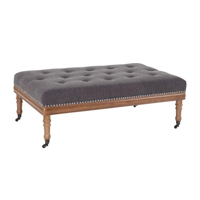 Pouf ottoman Grafton Home Woodland en velours touffeté en losange avec clous décoratifs et roulettes