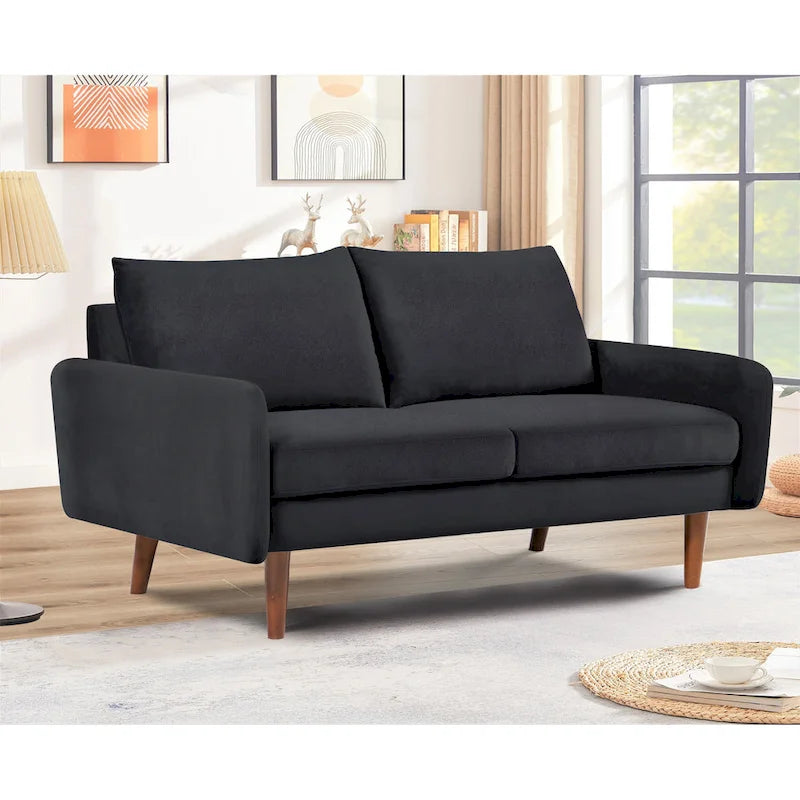 Causeuse en velours Kent de 58 po de large avec pieds fuselés US Pride Furniture