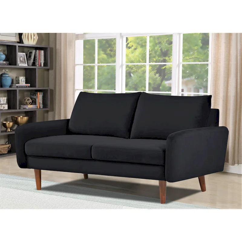Causeuse en velours Kent de 58 po de large avec pieds fuselés US Pride Furniture