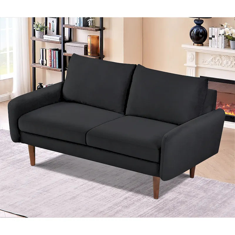 Causeuse en velours Kent de 58 po de large avec pieds fuselés US Pride Furniture