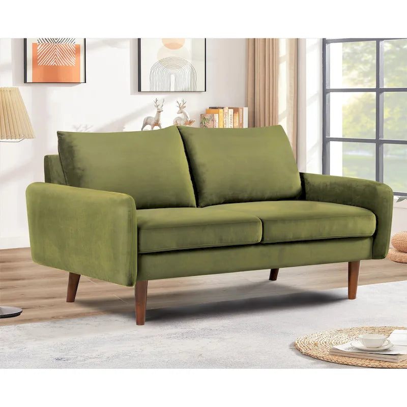 Causeuse en velours Kent de 58 po de large avec pieds fuselés US Pride Furniture