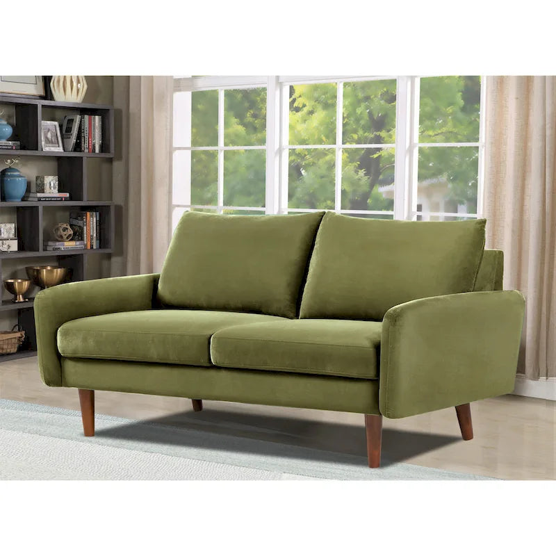 Causeuse en velours Kent de 58 po de large avec pieds fuselés US Pride Furniture