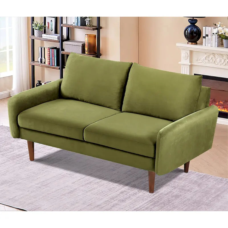 Causeuse en velours Kent de 58 po de large avec pieds fuselés US Pride Furniture