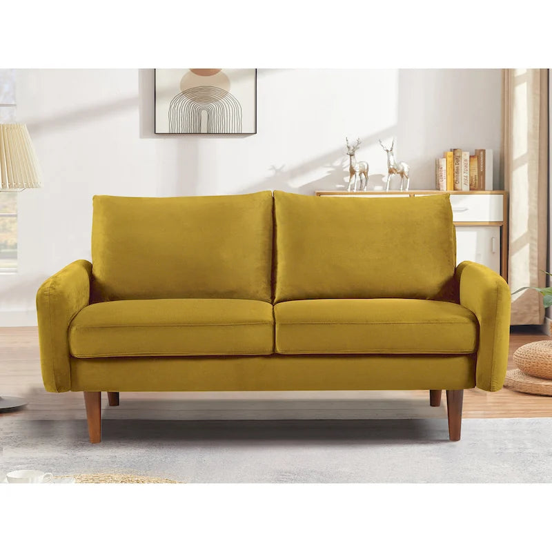 Causeuse en velours Kent de 58 po de large avec pieds fuselés US Pride Furniture