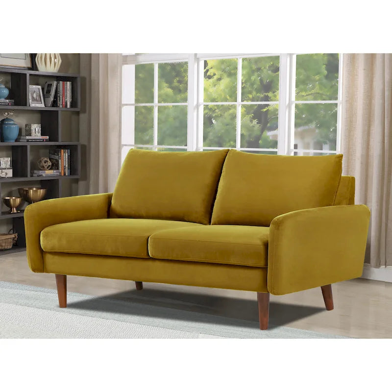 Causeuse en velours Kent de 58 po de large avec pieds fuselés US Pride Furniture