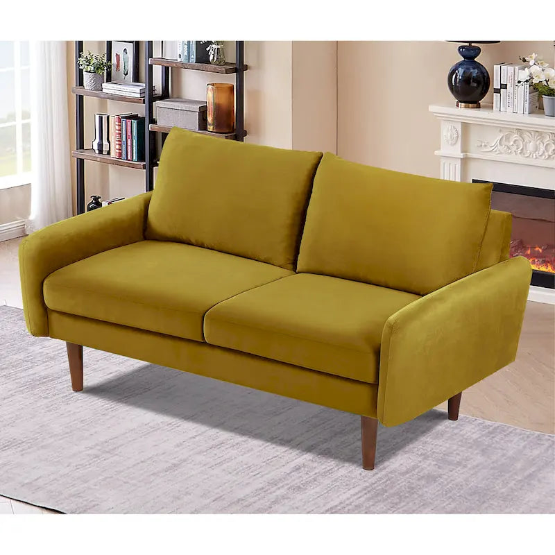 Causeuse en velours Kent de 58 po de large avec pieds fuselés US Pride Furniture
