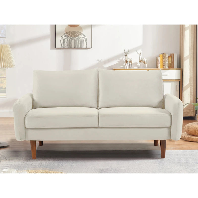 Causeuse en velours Kent de 58 po de large avec pieds fuselés US Pride Furniture