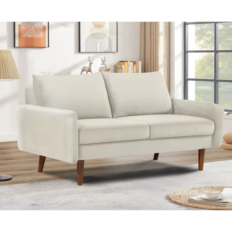 Causeuse en velours Kent de 58 po de large avec pieds fuselés US Pride Furniture