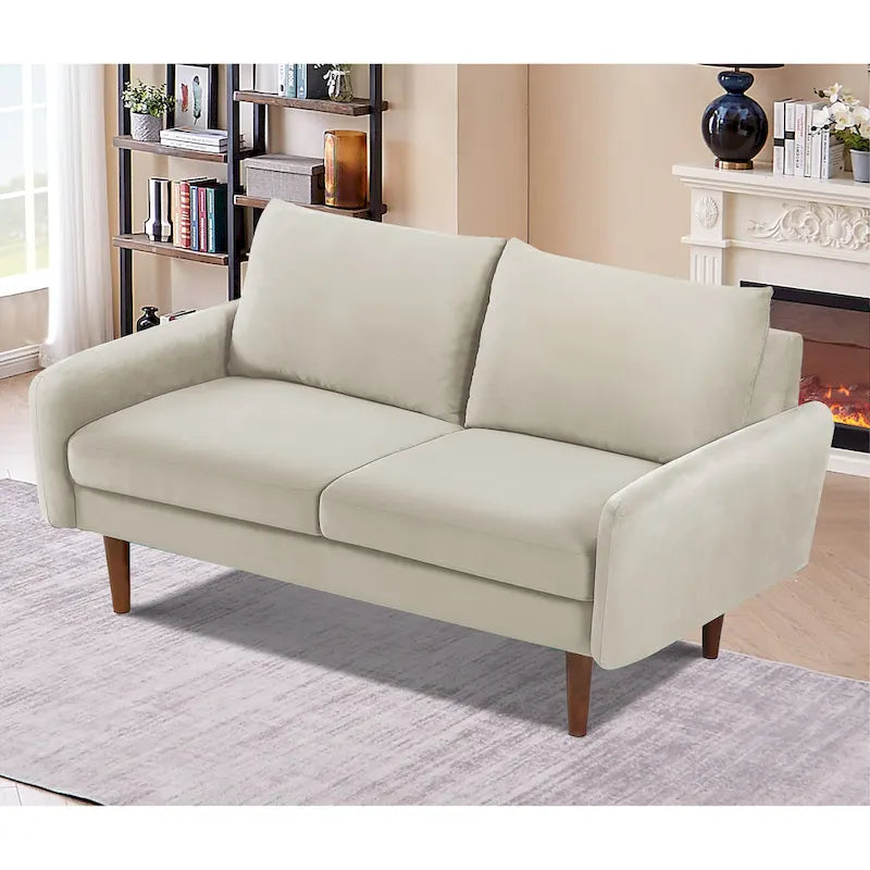 Causeuse en velours Kent de 58 po de large avec pieds fuselés US Pride Furniture