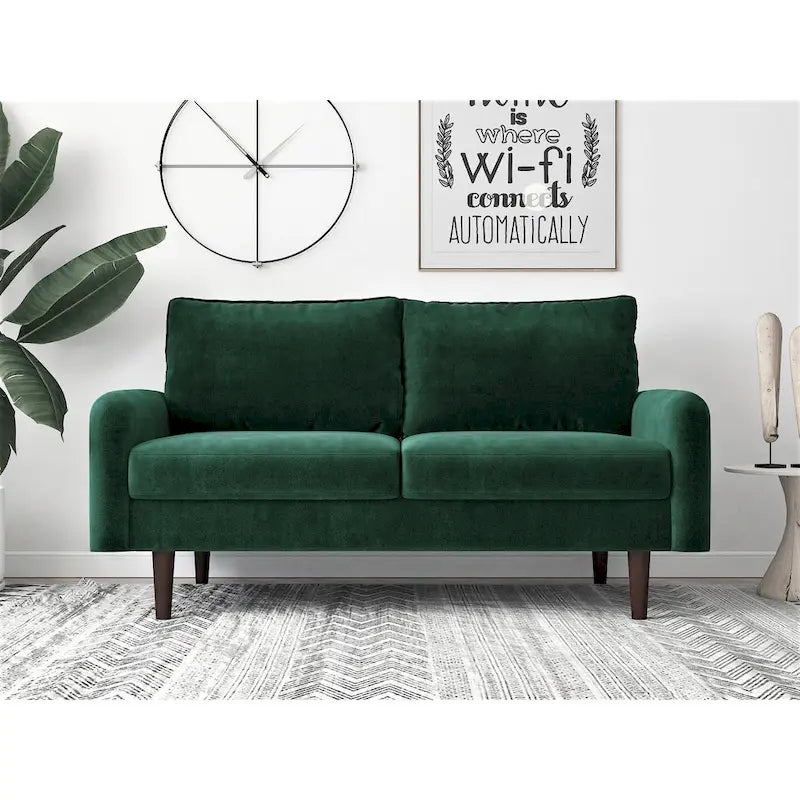 Causeuse en velours Kent de 58 po de large avec pieds fuselés US Pride Furniture