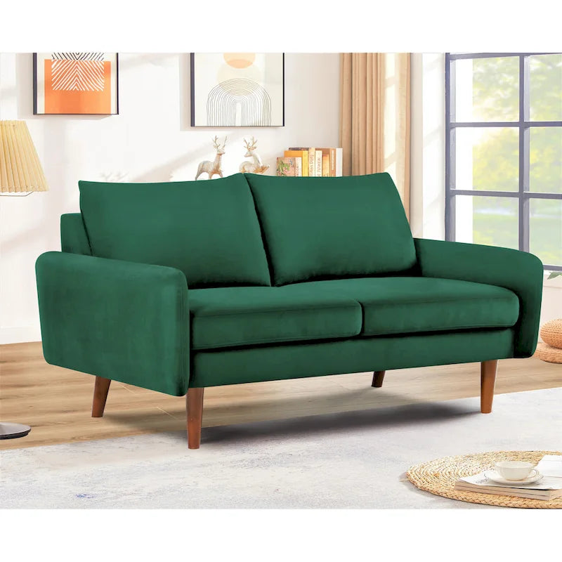 Causeuse en velours Kent de 58 po de large avec pieds fuselés US Pride Furniture