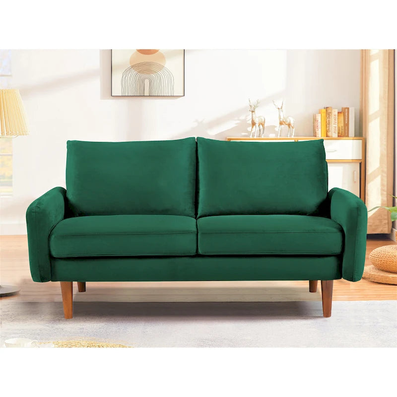 Causeuse en velours Kent de 58 po de large avec pieds fuselés US Pride Furniture