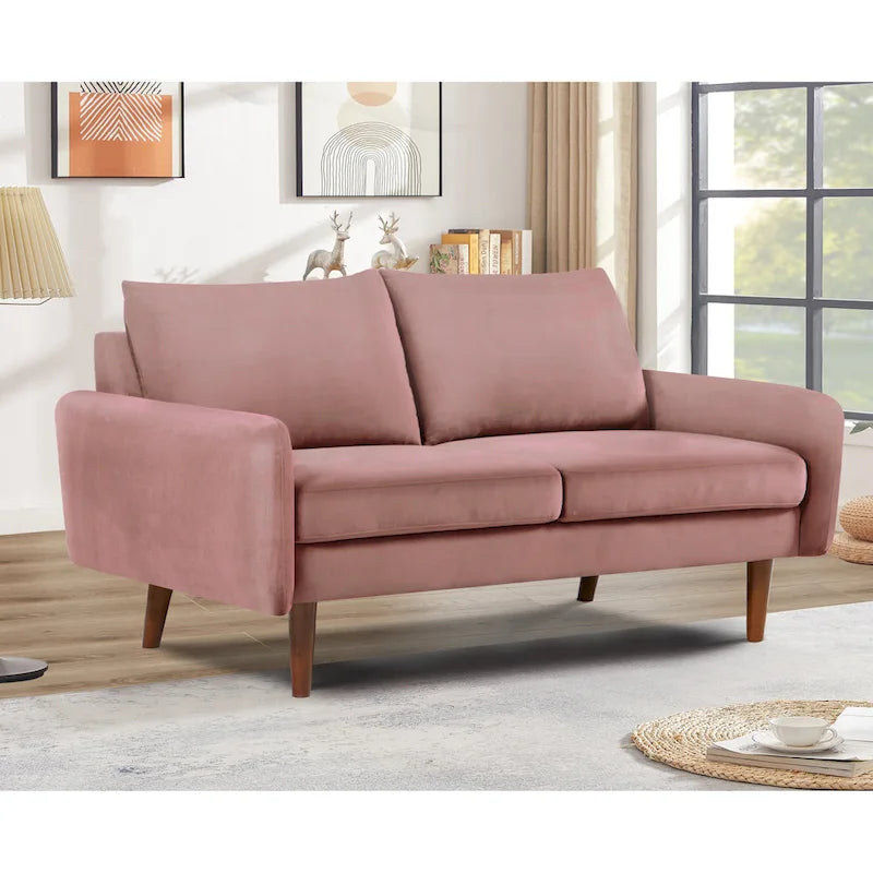 Causeuse en velours Kent de 58 po de large avec pieds fuselés US Pride Furniture