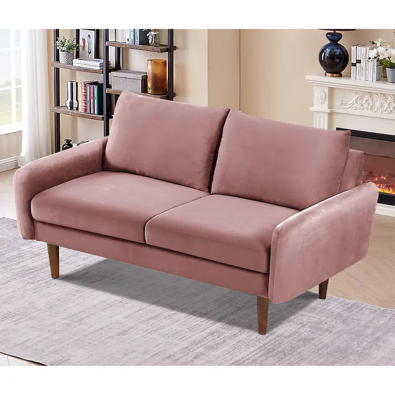Causeuse en velours Kent de 58 po de large avec pieds fuselés US Pride Furniture