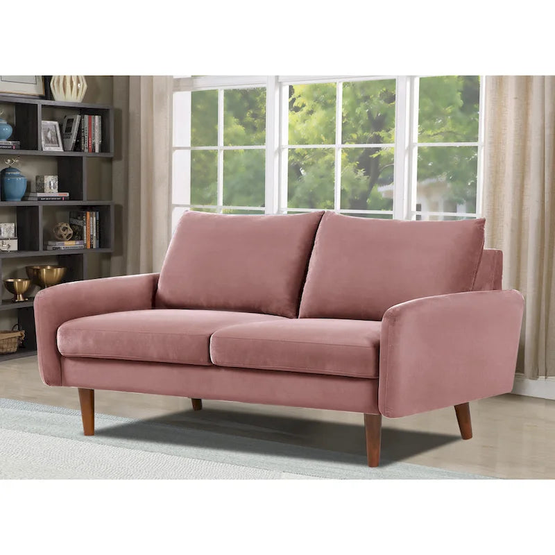 Causeuse en velours Kent de 58 po de large avec pieds fuselés US Pride Furniture
