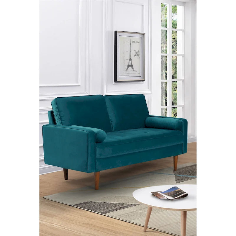 Causeuse en velours Kent de 58 po de large avec pieds fuselés US Pride Furniture