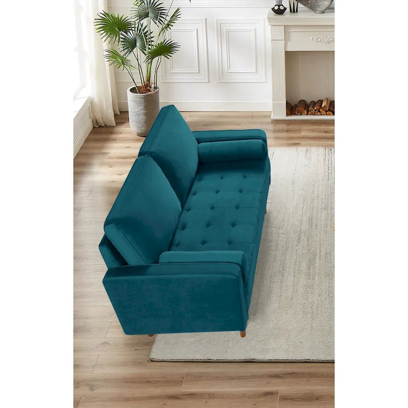 Causeuse en velours Kent de 58 po de large avec pieds fuselés US Pride Furniture