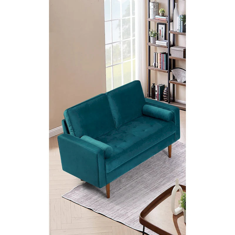 Causeuse en velours Kent de 58 po de large avec pieds fuselés US Pride Furniture