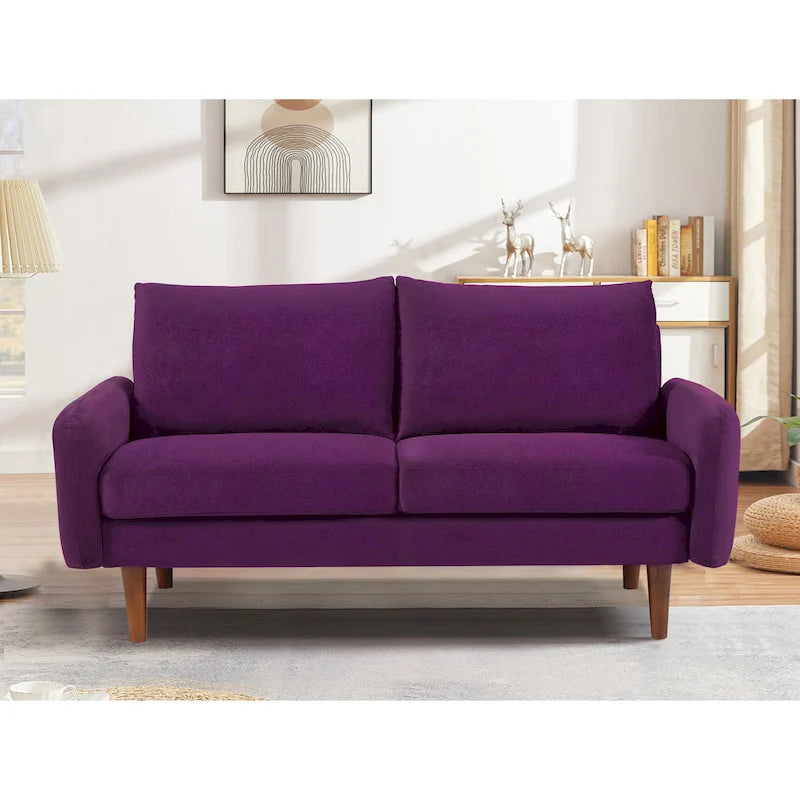 Causeuse en velours Kent de 58 po de large avec pieds fuselés US Pride Furniture