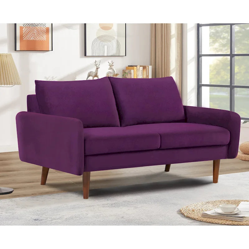 Causeuse en velours Kent de 58 po de large avec pieds fuselés US Pride Furniture