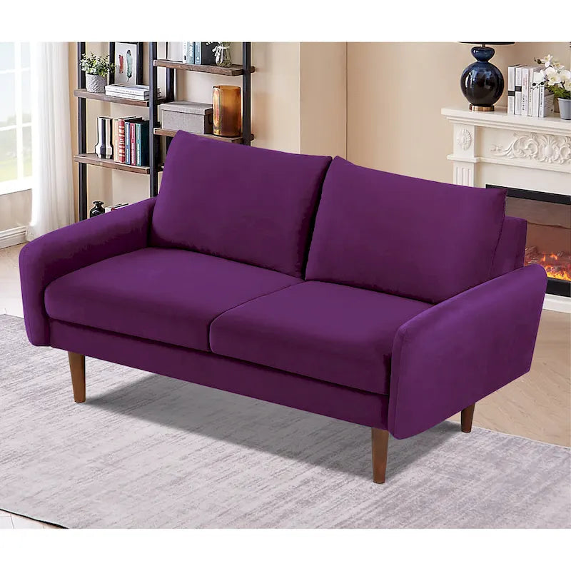 Causeuse en velours Kent de 58 po de large avec pieds fuselés US Pride Furniture