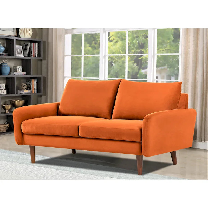 Causeuse en velours Kent de 58 po de large avec pieds fuselés US Pride Furniture