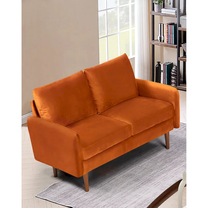 Causeuse en velours Kent de 58 po de large avec pieds fuselés US Pride Furniture