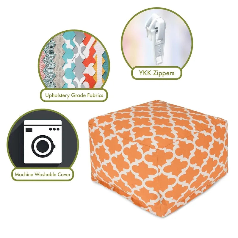 Majestic Home Goods Pouf Ottoman Treillis Intérieur Extérieur 68,5 cm L x 68,5 cm l x 43 cm H