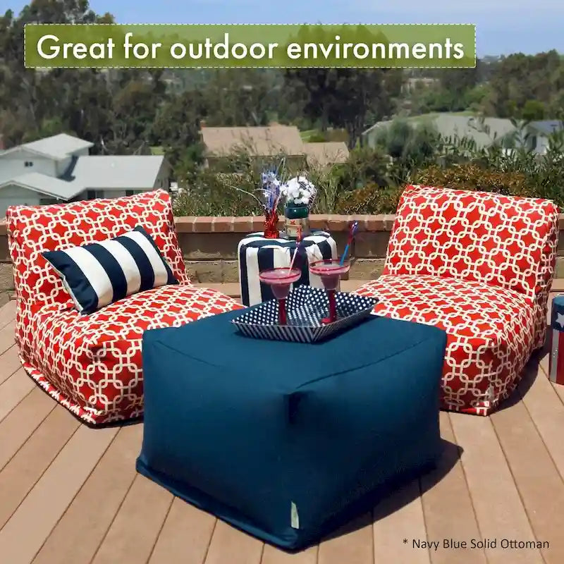 Majestic Home Goods Pouf Ottoman Treillis Intérieur Extérieur 68,5 cm L x 68,5 cm l x 43 cm H