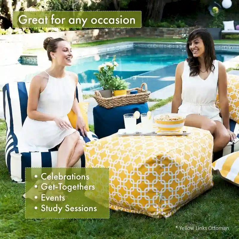 Majestic Home Goods Pouf Ottoman Treillis Intérieur Extérieur 68,5 cm L x 68,5 cm l x 43 cm H