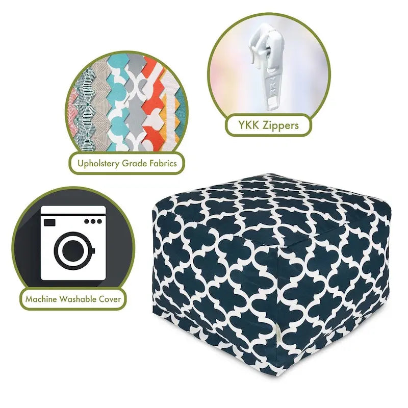 Majestic Home Goods Pouf Ottoman Treillis Intérieur Extérieur 68,5 cm L x 68,5 cm l x 43 cm H