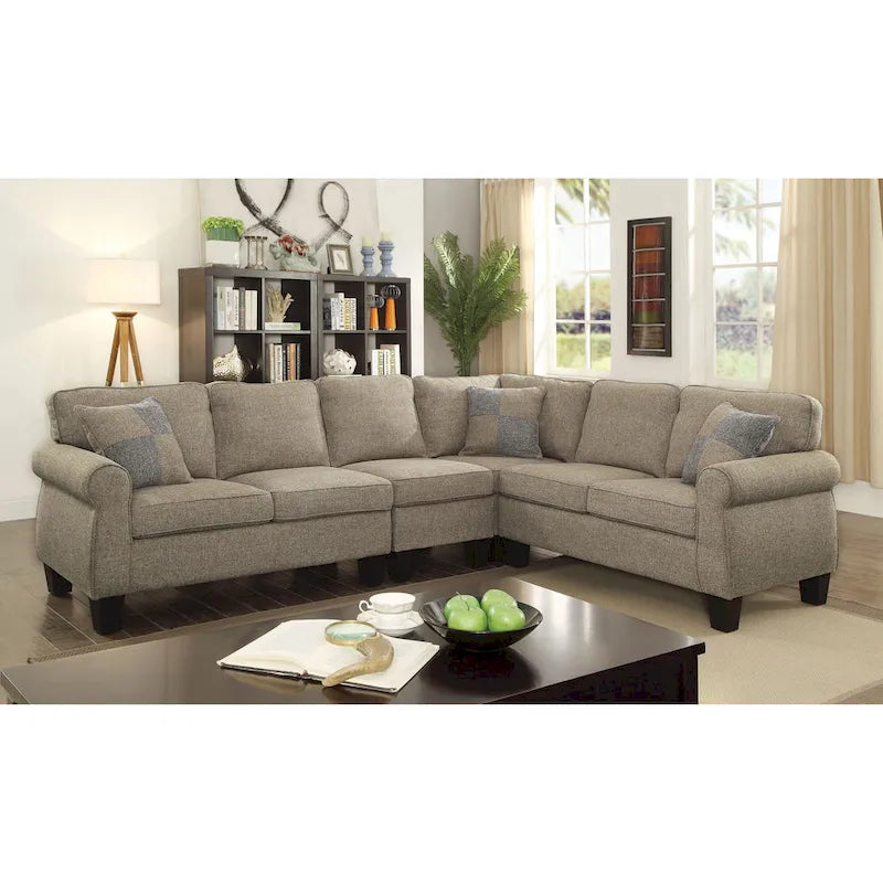 Canapés modulaires en forme de L en tissu de lin transitoire Nele par Furniture of America