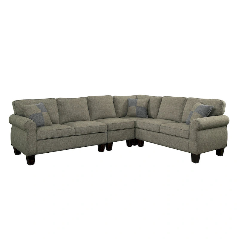 Canapés modulaires en forme de L en tissu de lin transitoire Nele par Furniture of America