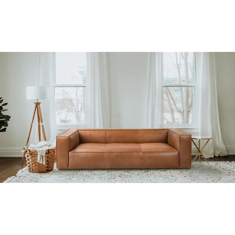 Canapé de salon en cuir pleine fleur UR Canapé moderne en cuir véritable pour salon - 100W x 43D x 26.25H