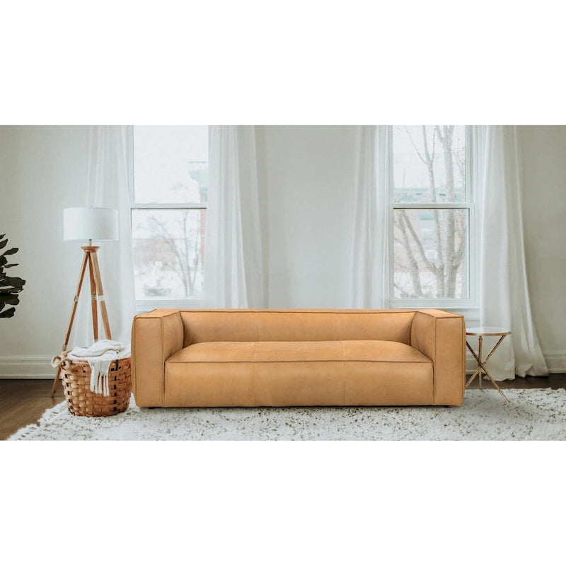 Canapé de salon en cuir pleine fleur UR Canapé moderne en cuir véritable pour salon - 100W x 43D x 26.25H