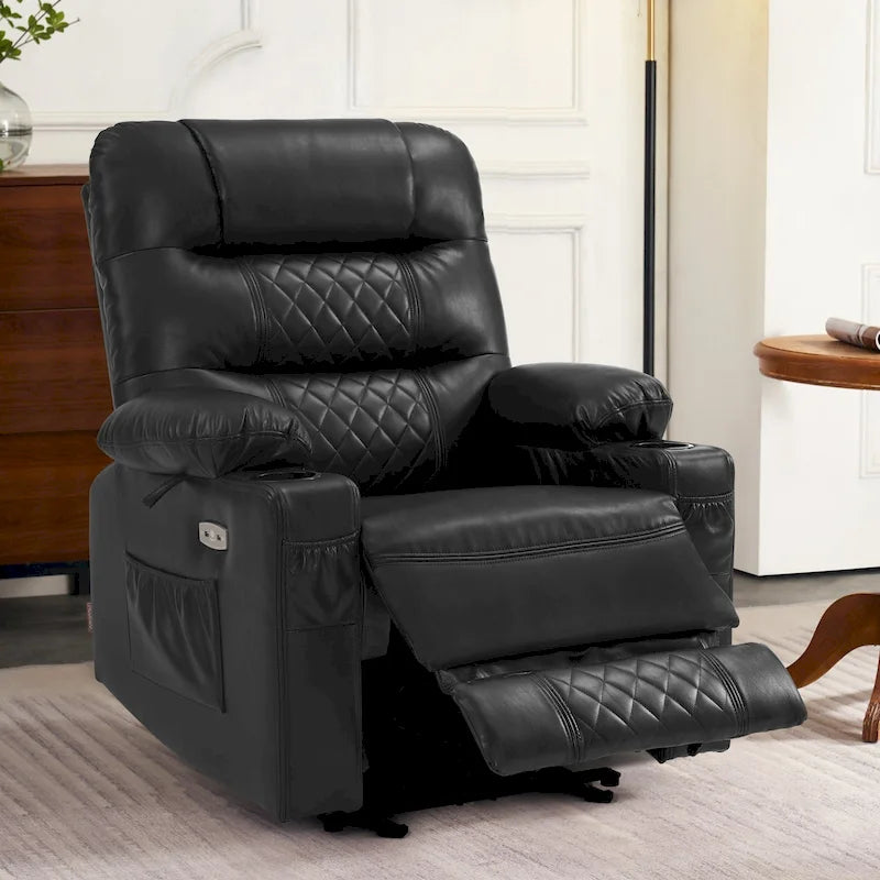 Fauteuil inclinable électrique MCombo avec chauffage et massage, cuir PR621