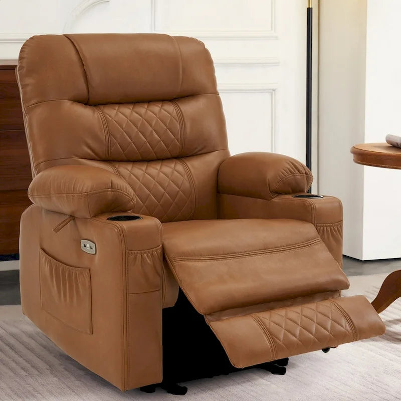 Fauteuil inclinable électrique MCombo avec chauffage et massage, cuir PR621