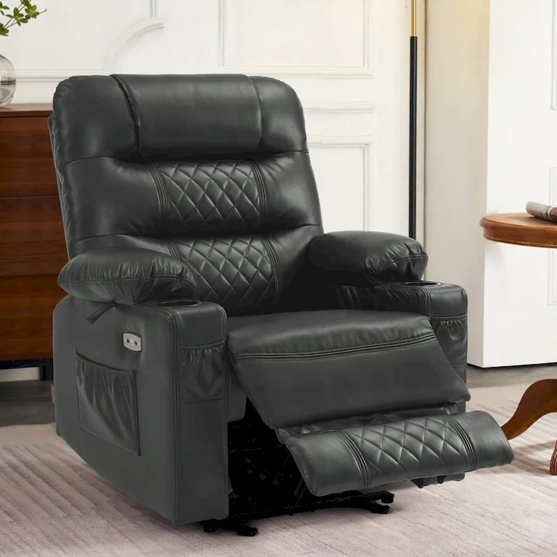 Fauteuil inclinable électrique MCombo avec chauffage et massage, cuir PR621