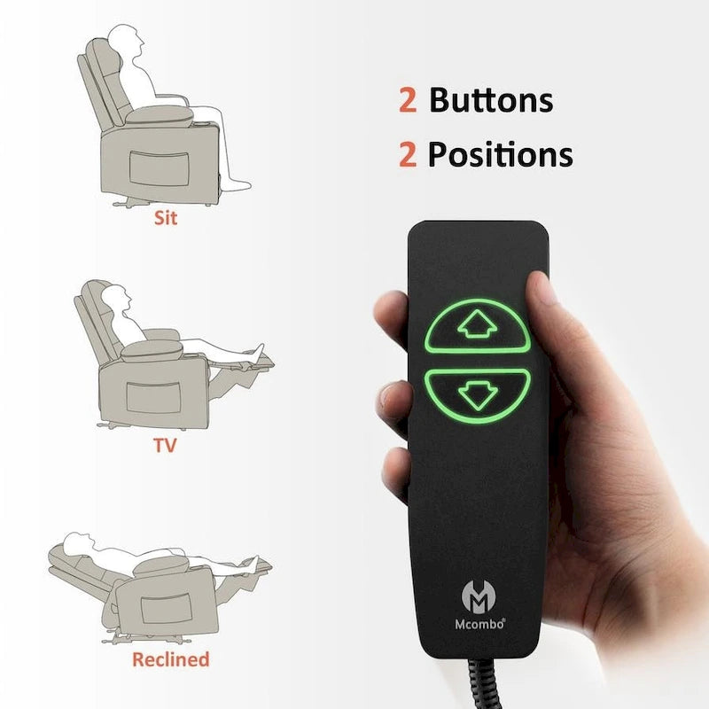 Fauteuil inclinable électrique MCombo avec chauffage et massage, cuir PR621