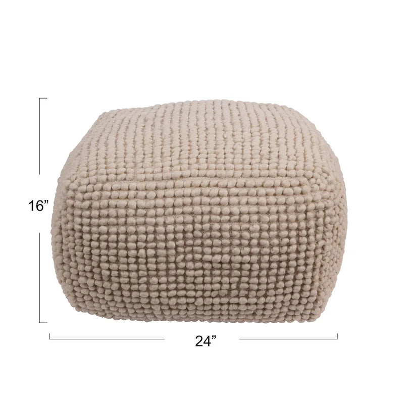 Pouf en Laine et Coton de Nouvelle-Zélande