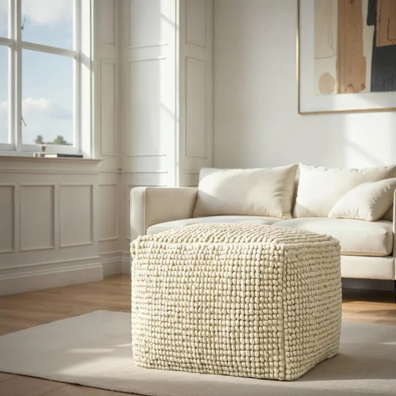 Pouf en Laine et Coton de Nouvelle-Zélande