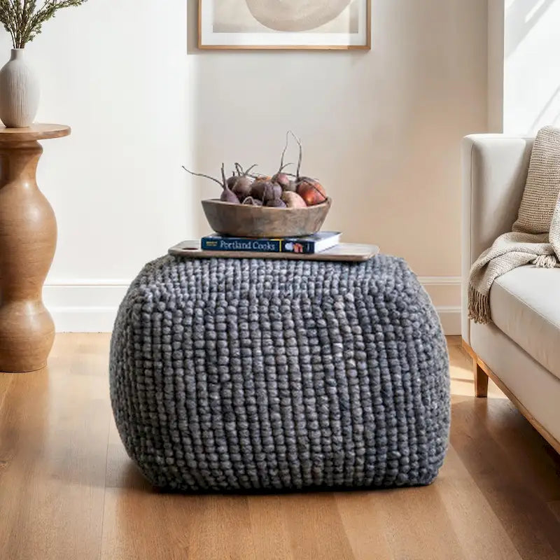 Pouf en Laine et Coton de Nouvelle-Zélande