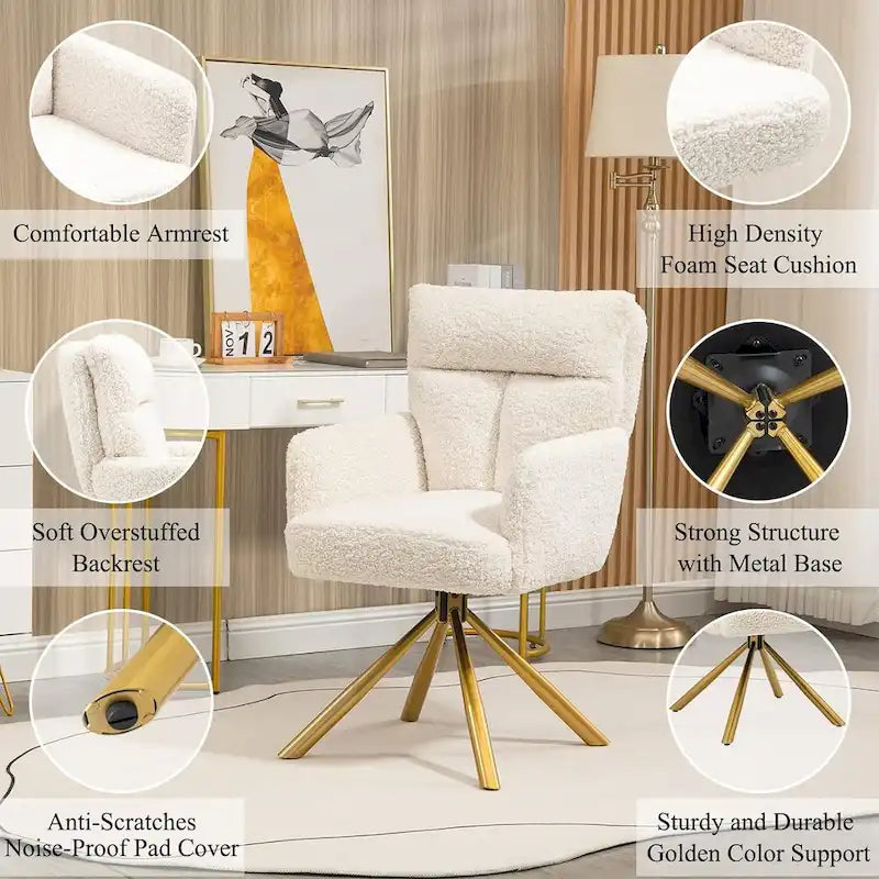Chaise pivotante Howtai pour salon, cuisine, salle à manger
