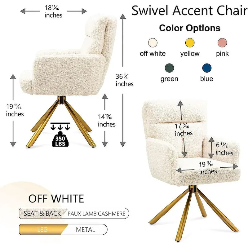 Chaise pivotante Howtai pour salon, cuisine, salle à manger